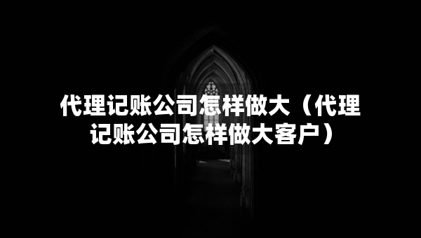 代理记账公司怎样做大（代理记账公司怎样做大客户）