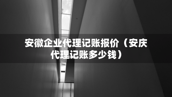 安徽企业代理记账报价（安庆代理记账多少钱）