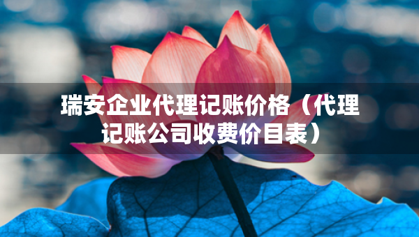 瑞安企业代理记账价格（代理记账公司收费价目表）