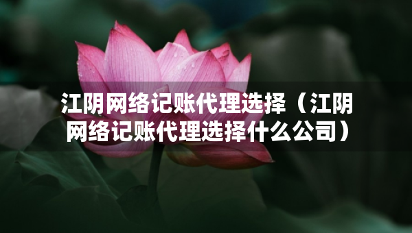 江阴网络记账代理选择（江阴网络记账代理选择什么公司）