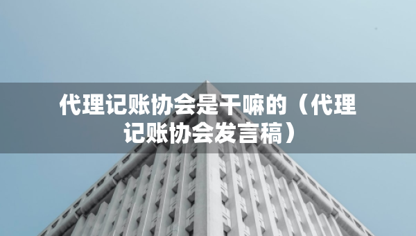 代理记账协会是干嘛的（代理记账协会发言稿）