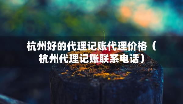 杭州好的代理记账代理价格（杭州代理记账联系电话）