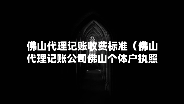 佛山代理记账收费标准（佛山代理记账公司佛山个体户执照代办）