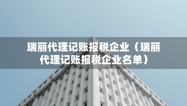 瑞丽代理记账报税企业（瑞丽代理记账报税企业名单）