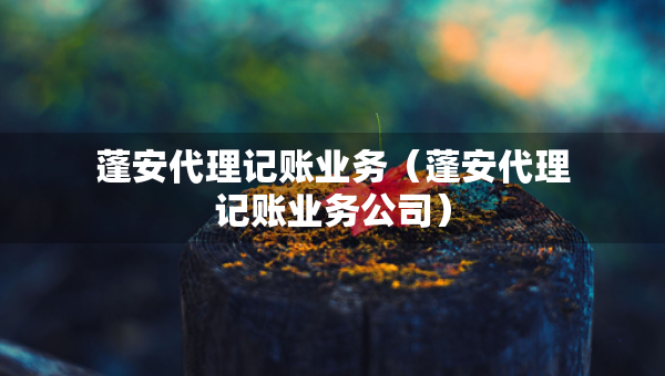 蓬安代理记账业务（蓬安代理记账业务公司）