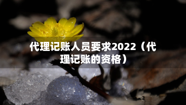 代理记账人员要求2022（代理记账的资格）