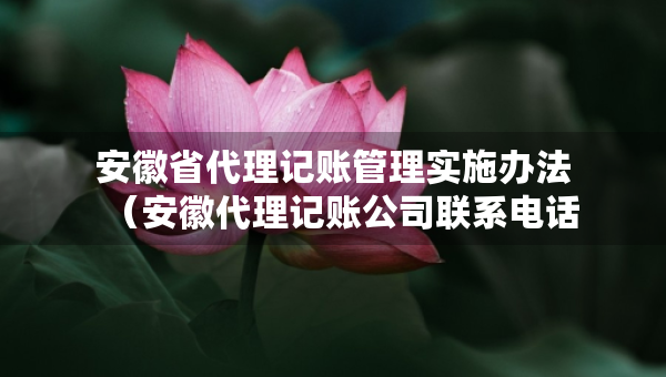 安徽省代理记账管理实施办法（安徽代理记账公司联系电话）