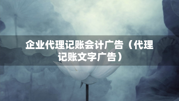 企业代理记账会计广告（代理记账文字广告）