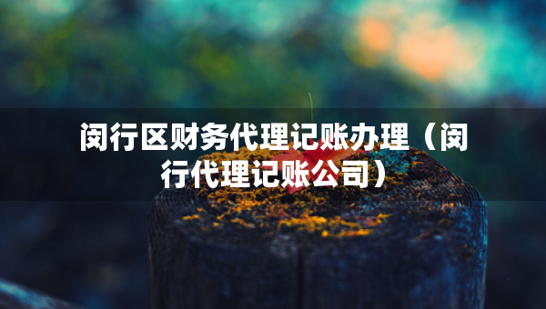 闵行区财务代理记账办理（闵行代理记账公司）