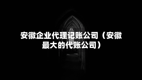 安徽企业代理记账公司（安徽最大的代账公司）