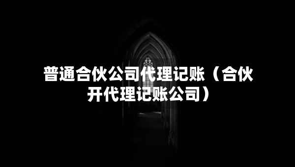 普通合伙公司代理记账（合伙开代理记账公司）