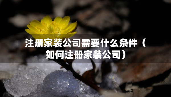 注册家装公司需要什么条件（如何注册家装公司）