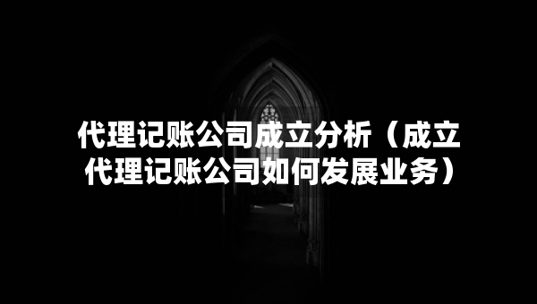 代理记账公司成立分析（成立代理记账公司如何发展业务）