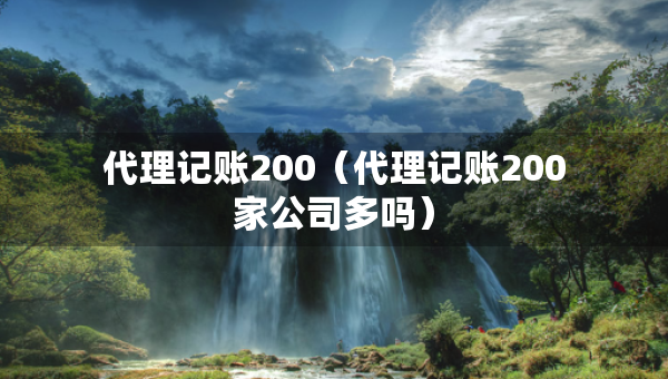 代理记账200（代理记账200家公司多吗）