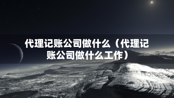 代理记账公司做什么（代理记账公司做什么工作）