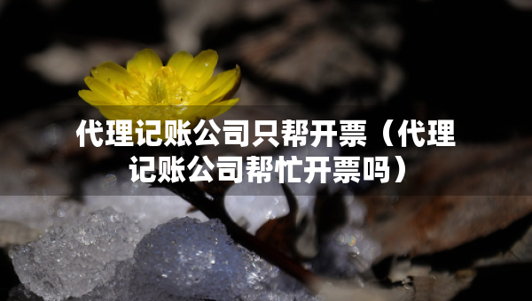 代理记账公司只帮开票（代理记账公司帮忙开票吗）